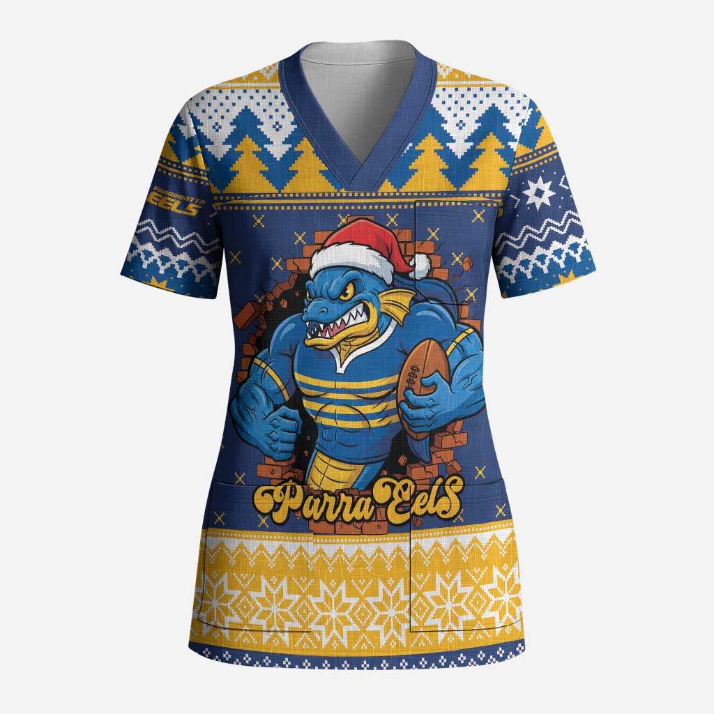 Parramatta Angry Eels Personalized Scrub Top Christmas Rugby League Spirit - Aussie Hoodie