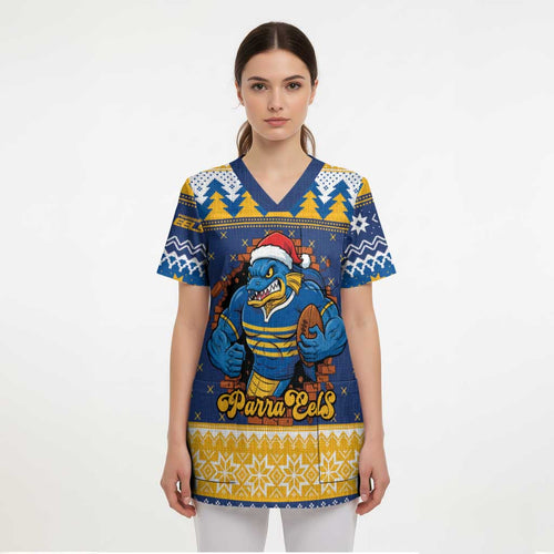 Parramatta Angry Eels Personalized Scrub Top Christmas Rugby League Spirit - Aussie Hoodie