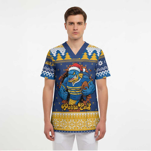 Parramatta Angry Eels Personalized Scrub Top Christmas Rugby League Spirit - Aussie Hoodie
