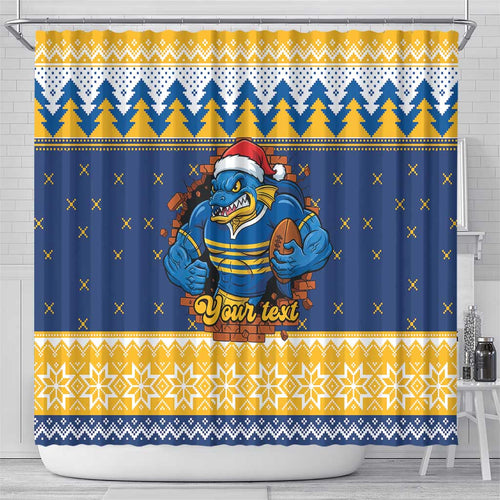 Parramatta Angry Eels Personalized Shower Curtain Christmas Rugby League Spirit - Aussie Hoodie