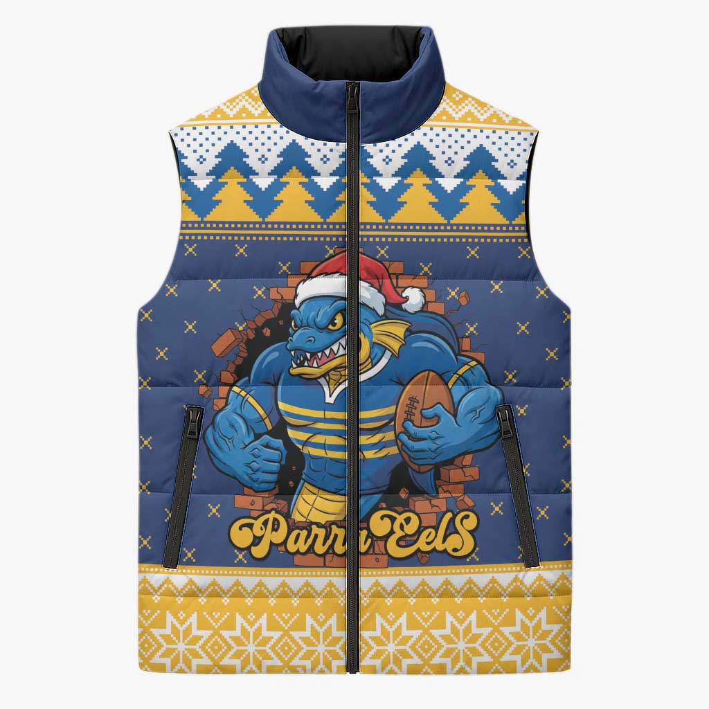 Parramatta Angry Eels Personalized Sleeveless Puffer Jacket Christmas Rugby League Spirit - Aussie Hoodie