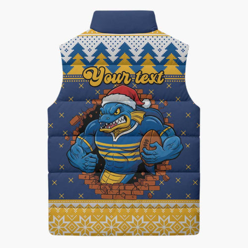 Parramatta Angry Eels Personalized Sleeveless Puffer Jacket Christmas Rugby League Spirit - Aussie Hoodie