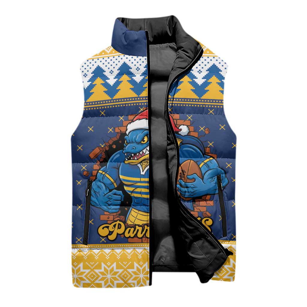 Parramatta Angry Eels Personalized Sleeveless Puffer Jacket Christmas Rugby League Spirit - Aussie Hoodie