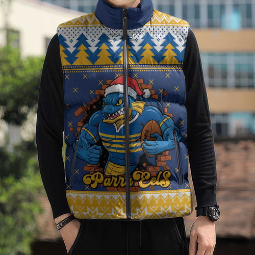 Parramatta Angry Eels Personalized Sleeveless Puffer Jacket Christmas Rugby League Spirit - Aussie Hoodie