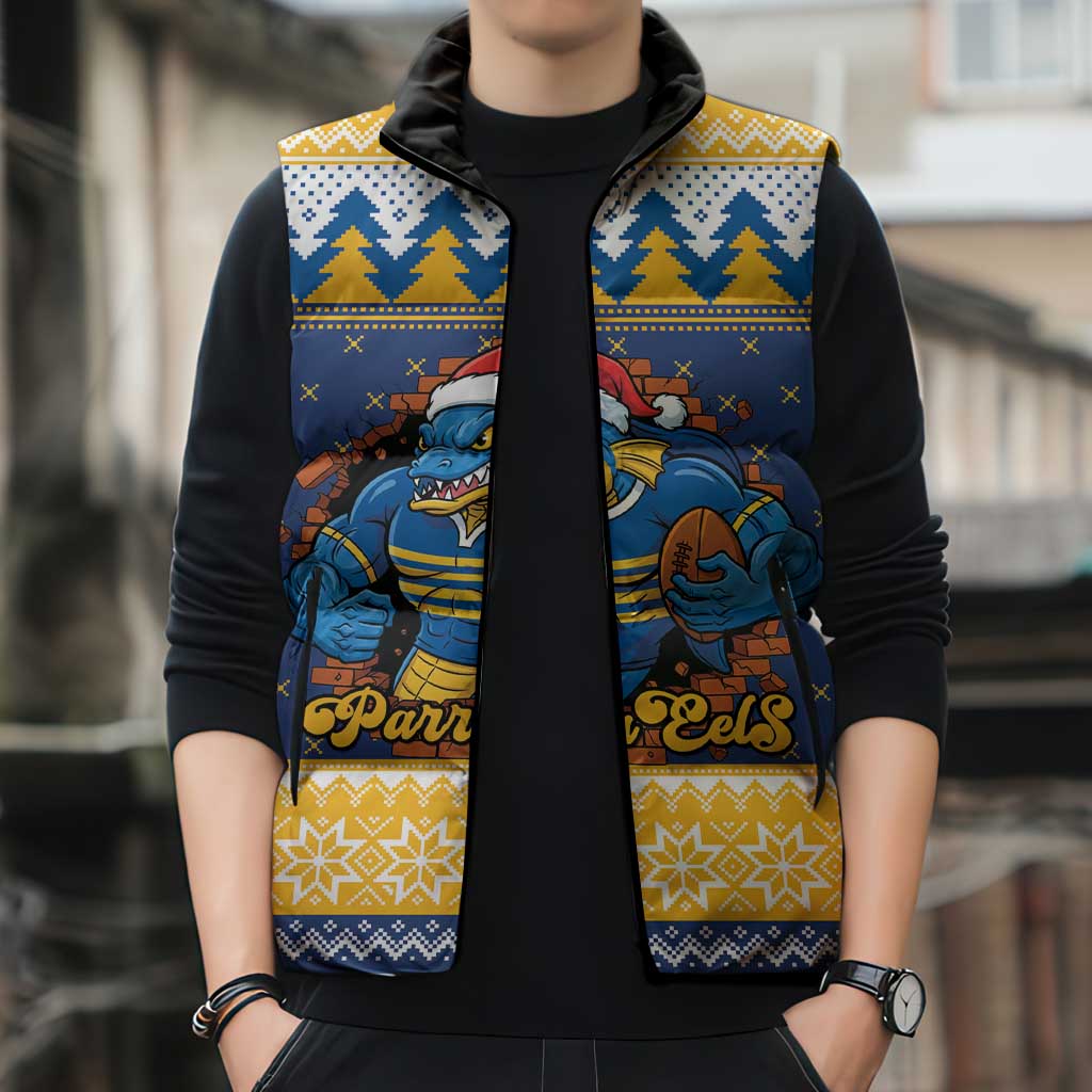 Parramatta Angry Eels Personalized Sleeveless Puffer Jacket Christmas Rugby League Spirit - Aussie Hoodie