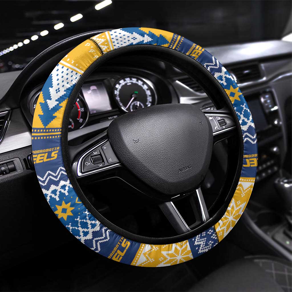 Parramatta Angry Eels Steering Wheel Cover Christmas Rugby League Spirit - Aussie Hoodie