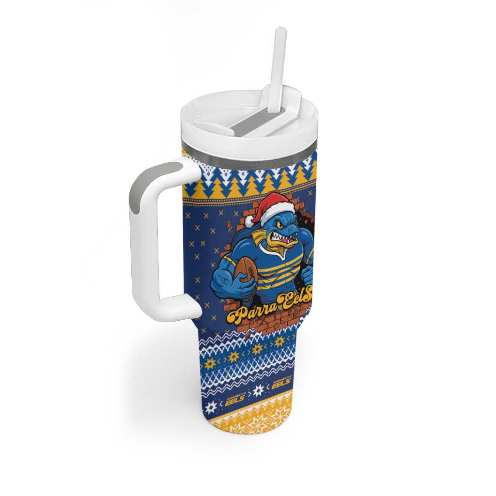 Parramatta Angry Eels Personalized Tumbler With Handle Christmas Rugby League Spirit - Aussie Hoodie