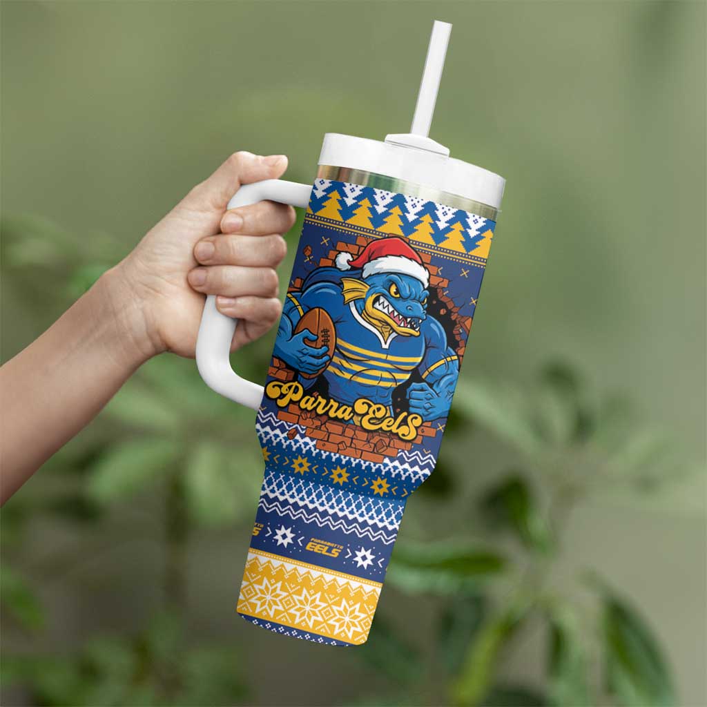 Parramatta Angry Eels Personalized Tumbler With Handle Christmas Rugby League Spirit - Aussie Hoodie