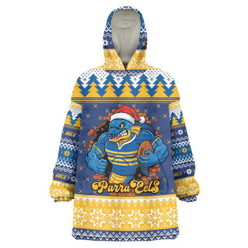 Parramatta Angry Eels Personalized Wearable Blanket Hoodie Christmas Rugby League Spirit - Aussie Hoodie
