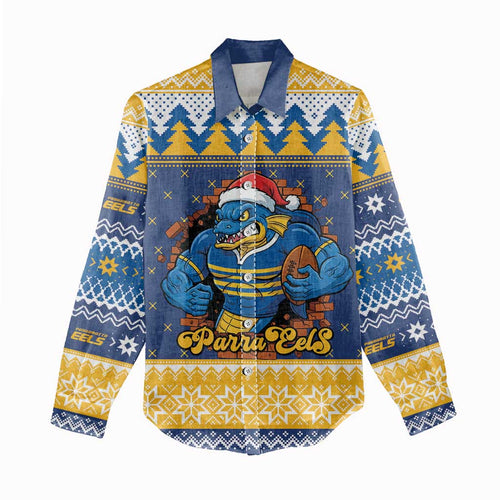 Parramatta Angry Eels Personalized Women Casual Shirt Christmas Rugby League Spirit - Aussie Hoodie