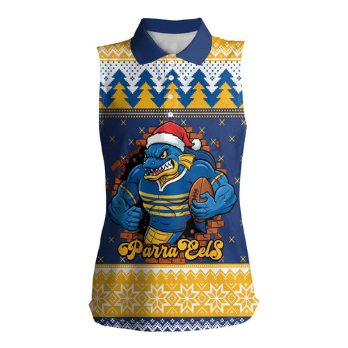 Parramatta Angry Eels Personalized Women Sleeveless Polo Shirt Christmas Rugby League Spirit - Aussie Hoodie