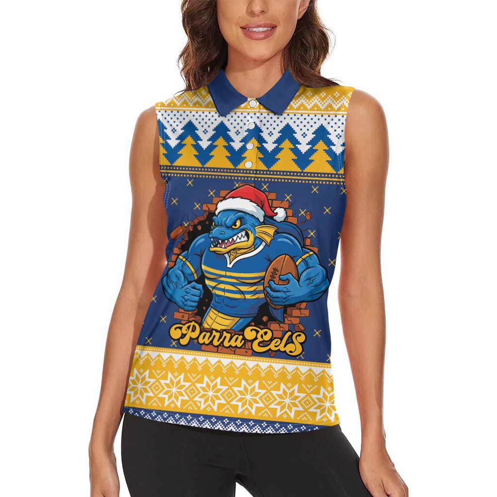 Parramatta Angry Eels Personalized Women Sleeveless Polo Shirt Christmas Rugby League Spirit - Aussie Hoodie
