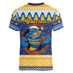 Parramatta Angry Eels Personalized Women V-Neck T-Shirt Christmas Rugby League Spirit - Aussie Hoodie