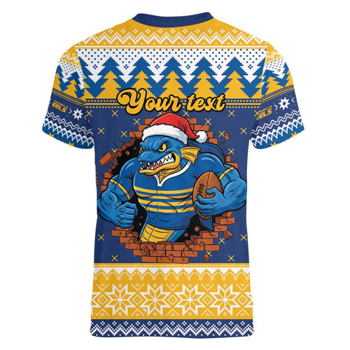 Parramatta Angry Eels Personalized Women V-Neck T-Shirt Christmas Rugby League Spirit - Aussie Hoodie