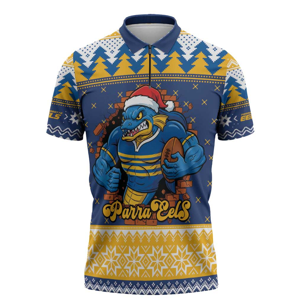 Parramatta Angry Eels Personalized Zipper Polo Shirt Christmas Rugby League Spirit - Aussie Hoodie