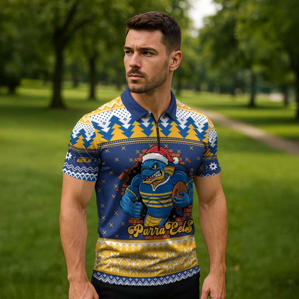 Parramatta Angry Eels Personalized Zipper Polo Shirt Christmas Rugby League Spirit - Aussie Hoodie