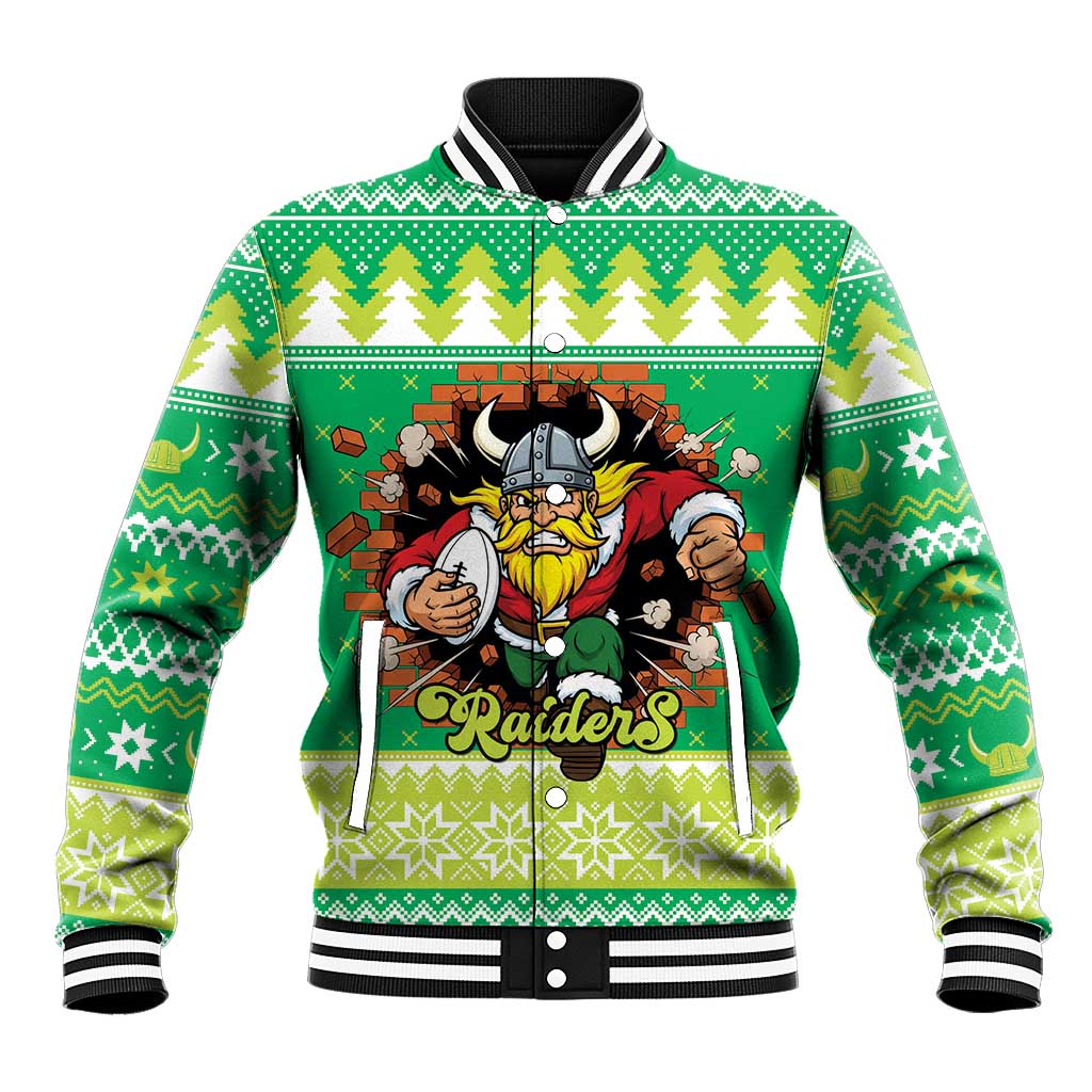 Santa Raiders Personalized Baseball Jacket Christmas Rugby League Spirit - Aussie Hoodie