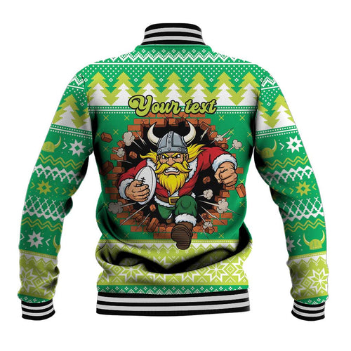 Santa Raiders Personalized Baseball Jacket Christmas Rugby League Spirit - Aussie Hoodie