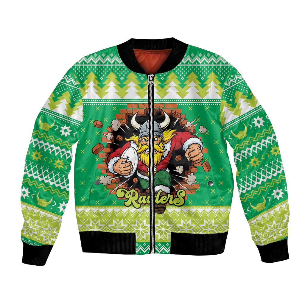 Santa Raiders Personalized Bomber Jacket Christmas Rugby League Spirit - Aussie Hoodie