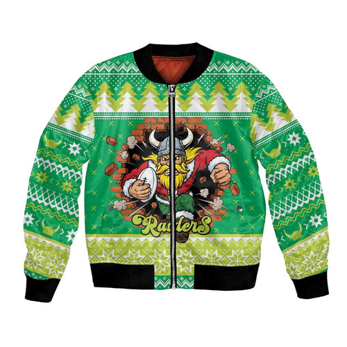 Santa Raiders Personalized Bomber Jacket Christmas Rugby League Spirit - Aussie Hoodie