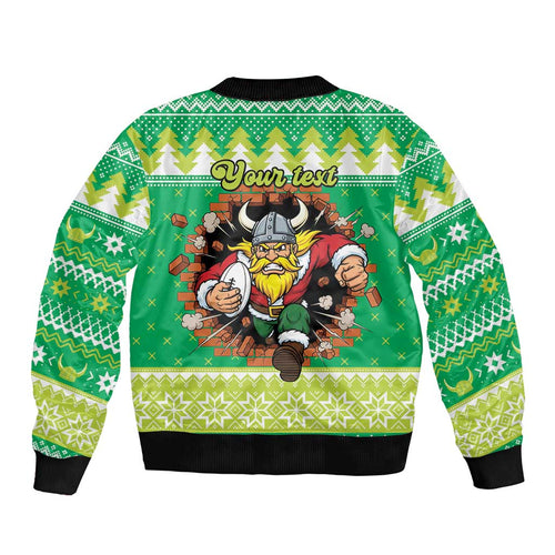 Santa Raiders Personalized Bomber Jacket Christmas Rugby League Spirit - Aussie Hoodie