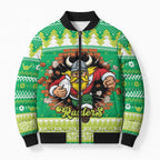 Santa Raiders Personalized Bomber Puffer Jacket Christmas Rugby League Spirit - Aussie Hoodie