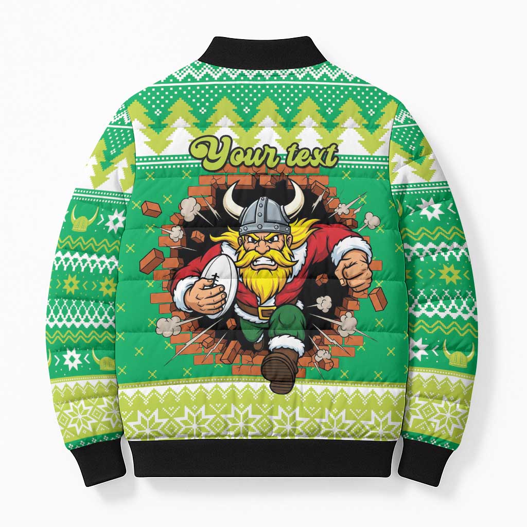 Santa Raiders Personalized Bomber Puffer Jacket Christmas Rugby League Spirit - Aussie Hoodie