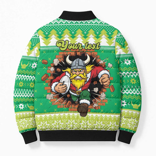 Santa Raiders Personalized Bomber Puffer Jacket Christmas Rugby League Spirit - Aussie Hoodie