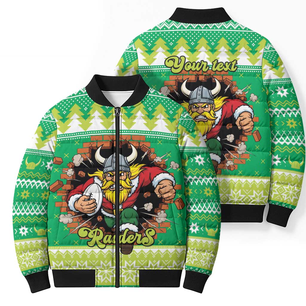 Santa Raiders Personalized Bomber Puffer Jacket Christmas Rugby League Spirit - Aussie Hoodie