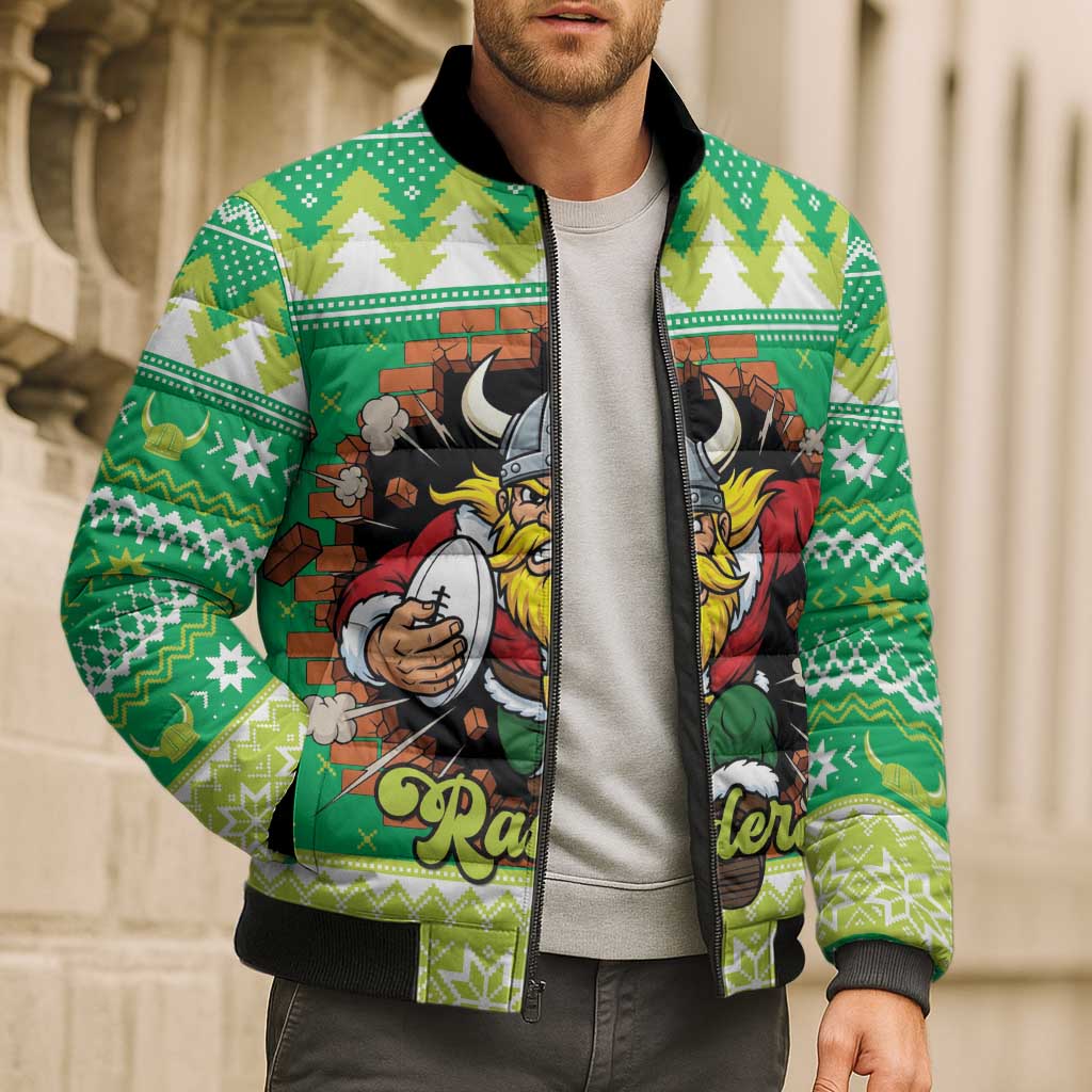 Santa Raiders Personalized Bomber Puffer Jacket Christmas Rugby League Spirit - Aussie Hoodie