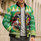 Santa Raiders Personalized Bomber Puffer Jacket Christmas Rugby League Spirit - Aussie Hoodie