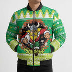 Santa Raiders Personalized Bomber Puffer Jacket Christmas Rugby League Spirit - Aussie Hoodie