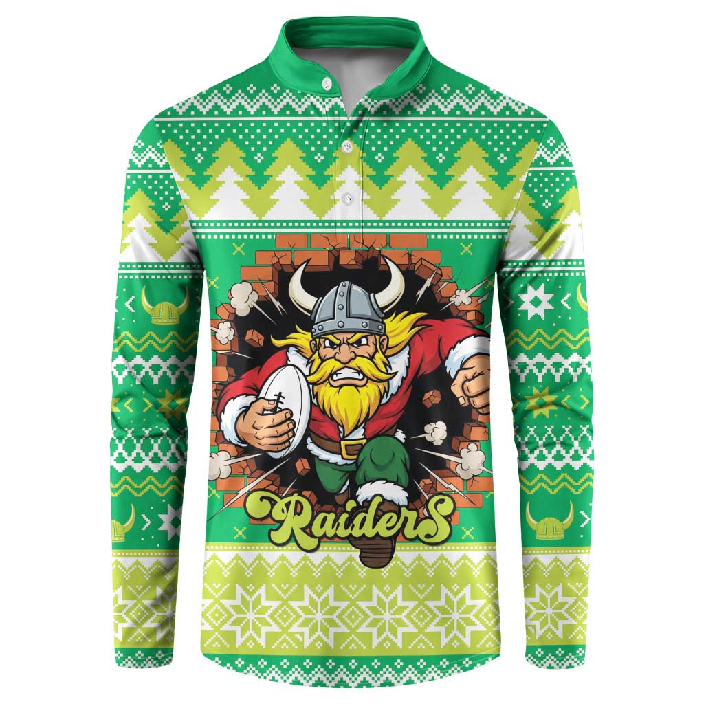 Santa Raiders Personalized Button Sweatshirt Christmas Rugby League Spirit - Aussie Hoodie