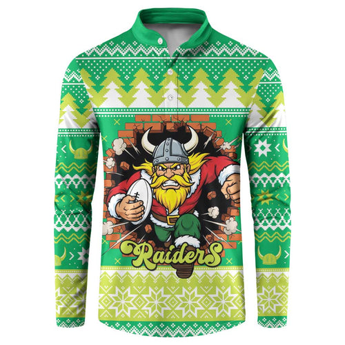 Santa Raiders Personalized Button Sweatshirt Christmas Rugby League Spirit - Aussie Hoodie