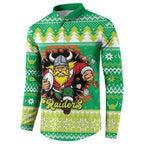 Santa Raiders Personalized Button Sweatshirt Christmas Rugby League Spirit - Aussie Hoodie
