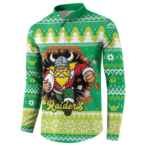 Santa Raiders Personalized Button Sweatshirt Christmas Rugby League Spirit - Aussie Hoodie