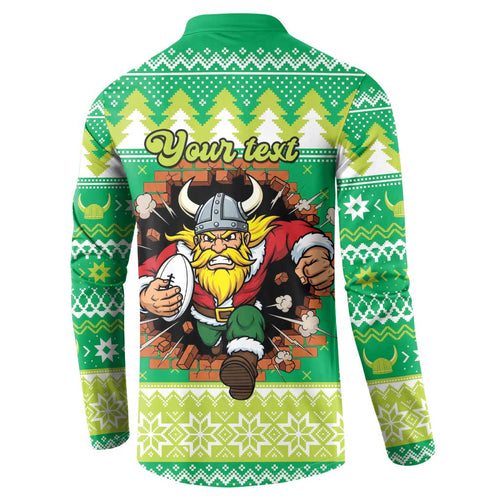 Santa Raiders Personalized Button Sweatshirt Christmas Rugby League Spirit - Aussie Hoodie