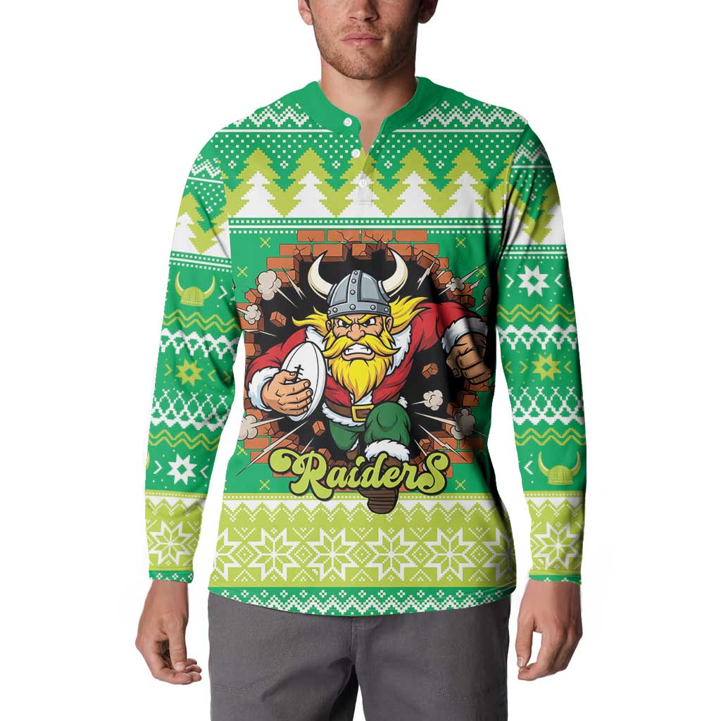 Santa Raiders Personalized Button Sweatshirt Christmas Rugby League Spirit - Aussie Hoodie