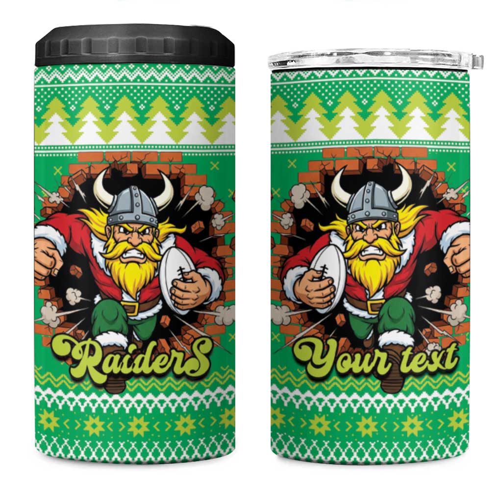 Santa Raiders Personalized 4 in 1 Can Cooler Tumbler Christmas Rugby League Spirit - Aussie Hoodie
