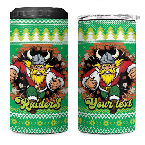 Santa Raiders Personalized 4 in 1 Can Cooler Tumbler Christmas Rugby League Spirit - Aussie Hoodie