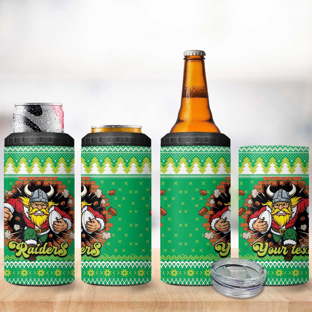 Santa Raiders Personalized 4 in 1 Can Cooler Tumbler Christmas Rugby League Spirit - Aussie Hoodie