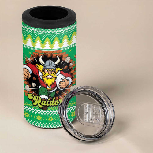 Santa Raiders Personalized 4 in 1 Can Cooler Tumbler Christmas Rugby League Spirit - Aussie Hoodie