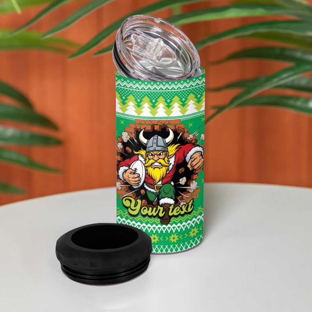 Santa Raiders Personalized 4 in 1 Can Cooler Tumbler Christmas Rugby League Spirit - Aussie Hoodie