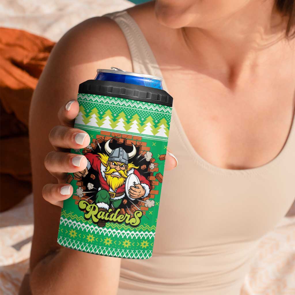 Santa Raiders Personalized 4 in 1 Can Cooler Tumbler Christmas Rugby League Spirit - Aussie Hoodie