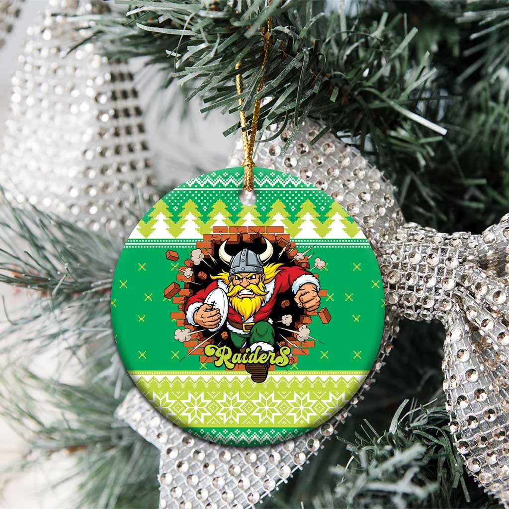 Santa Raiders Personalized Ceramic Ornament Christmas Rugby League Spirit - Aussie Hoodie