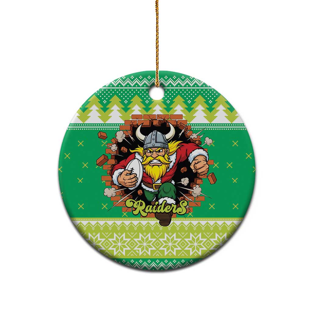 Santa Raiders Personalized Ceramic Ornament Christmas Rugby League Spirit - Aussie Hoodie