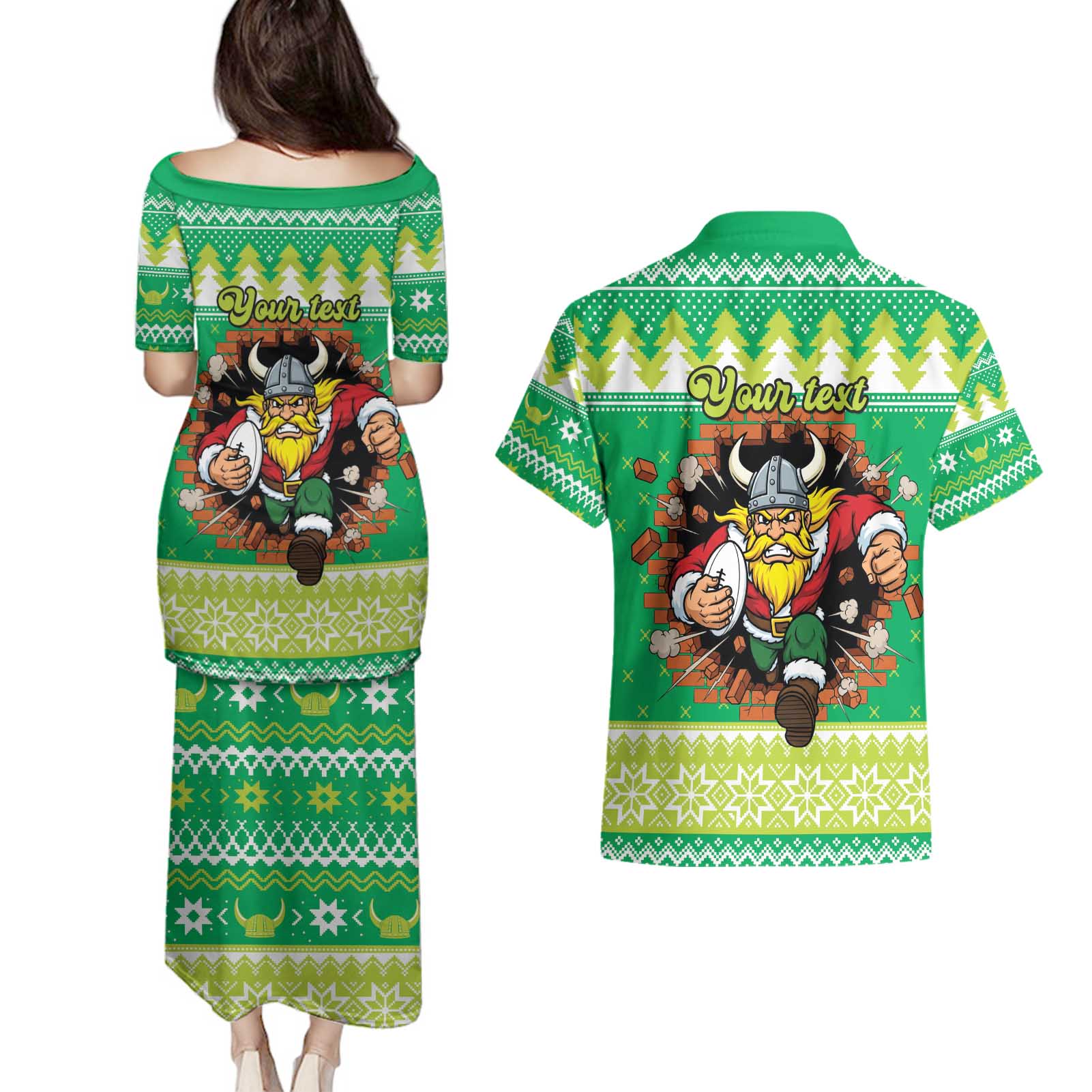 Santa Raiders Personalized Couples Matching Puletasi and Hawaiian Shirt Christmas Rugby League Spirit - Aussie Hoodie