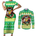 Santa Raiders Personalized Couples Matching Short Sleeve Bodycon Dress and Long Sleeve Button Shirt Christmas Rugby League Spirit - Aussie Hoodie