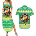 Santa Raiders Personalized Couples Matching Summer Maxi Dress and Hawaiian Shirt Christmas Rugby League Spirit - Aussie Hoodie