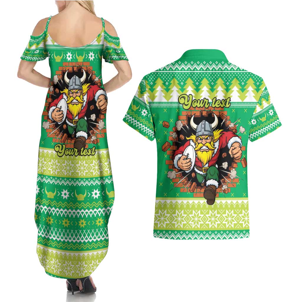 Santa Raiders Personalized Couples Matching Summer Maxi Dress and Hawaiian Shirt Christmas Rugby League Spirit - Aussie Hoodie